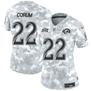 Women's Los Angeles Rams #22 Blake Corum 2024 F.U.S.E Arctic Camo Salute To Service Limited Stitched Football Jersey(Run Small)