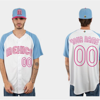 Women's Mexico Baseball ACTIVE PLAYER Custom White Blue 2023 World Baseball Classic Stitched Jersey(Run Small)