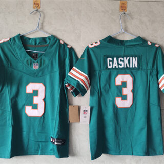 Women's Miami Dolphins #3 Myles Gaskin Aqua 2024 F.U.S.E Vapor Untouchable Stitched Jersey(Run Small)