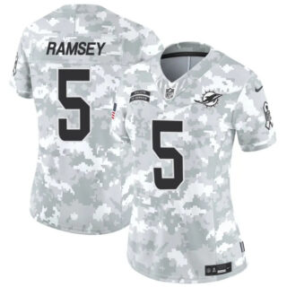 Women's Miami Dolphins #5 Jalen Ramsey 2024 F.U.S.E Arctic Camo Salute To Service Limited Stitched Football Jersey(Run Small)