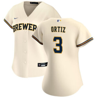 Women's Milwaukee Brewers #3 Joey Ortiz Cream Cool Base Stitched Jersey(Run Small)
