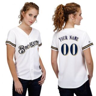 Women's Milwaukee Brewers Customized White Jersey