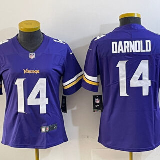 Women's Minnesota Vikings 14 Sam Darnold Purple Vapor Untouchable Limited Stitched Jersey(Run Small)