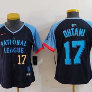 Women's National League #17 Shohei Ohtani Navy 2024 All-Star Limited Stitched Baseball Jersey(Run Small)