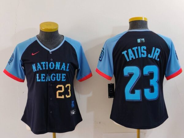 Women's National League #23 Fernando Tatis Jr. Navy 2024 All-Star Limited Stitched Baseball Jersey(Run Small)