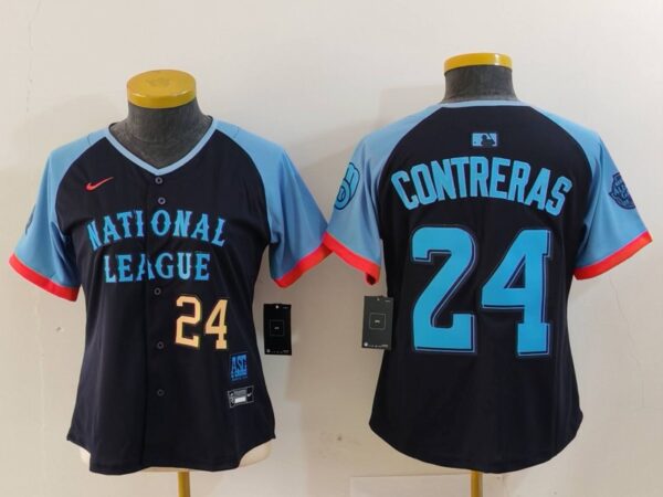 Women's National League #24 William Contreras Navy 2024 All-Star Limited Stitched Baseball Jersey(Run Small)