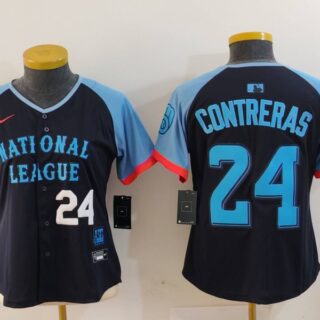Women's National League #24 William Contreras Navy 2024 All-Star Limited Stitched Baseball Jersey(Run Small)