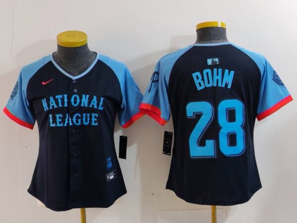 Women's National League #28 Alec Bohm Navy 2024 All-Star Limited Stitched Baseball Jersey(Run Small)