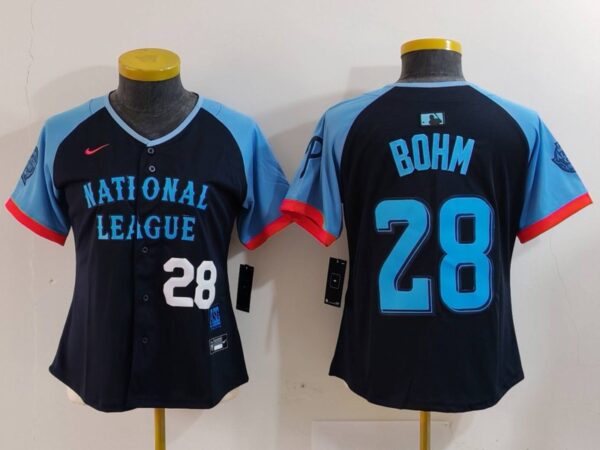 Women's National League #28 Alec Bohm Navy 2024 All-Star Limited Stitched Baseball Jersey(Run Small)