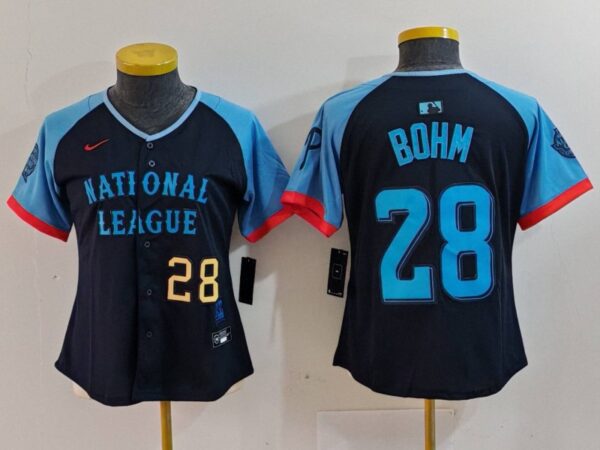 Women's National League #28 Alec Bohm Navy 2024 All-Star Limited Stitched Baseball Jersey(Run Small)