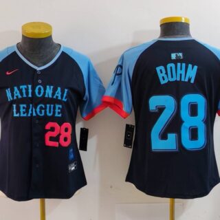 Women's National League #28 Alec Bohm Navy 2024 All-Star Limited Stitched Baseball Jersey
