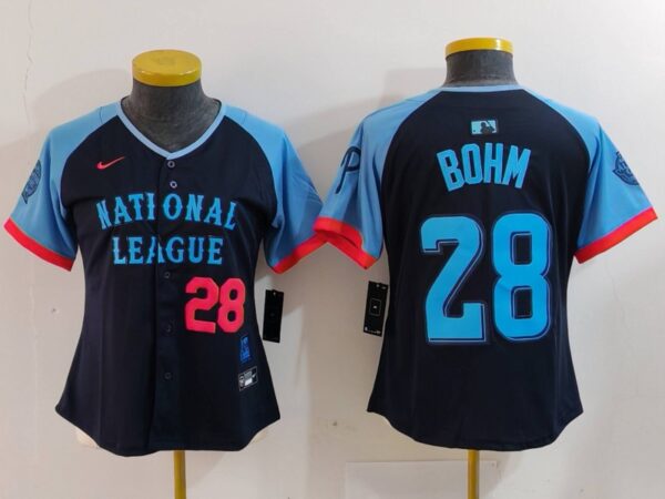 Women's National League #28 Alec Bohm Navy 2024 All-Star Limited Stitched Baseball Jersey