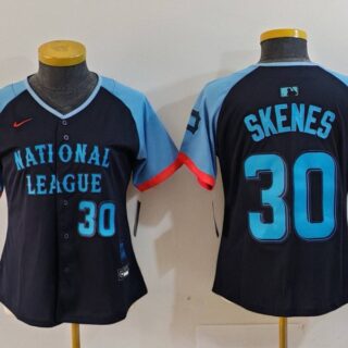 Women's National League #30 Paul Skenes Navy 2024 All-Star Limited Stitched Baseball Jersey(Run Small)