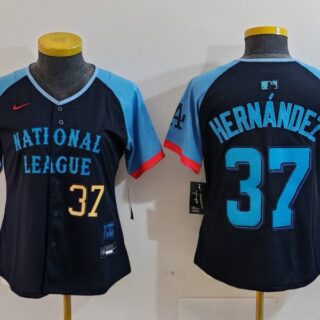 Women's National League #37 Teoscar Hernandez Navy 2024 All-Star Limited Stitched Baseball Jerseys