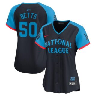 Women's National League #50 Mookie Betts Navy 2024 All-Star Limited Stitched Baseball Jersey(Run Small)