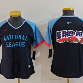 Women's National League Navy 2024 All-Star Big Logo Limited Stitched Baseball Jersey(Run Small)