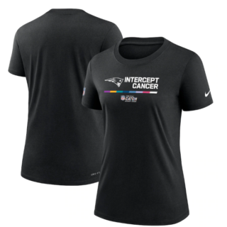 Women's New England Patriots 2022 Black Crucial Catch Performance T-Shirt(Run Small)