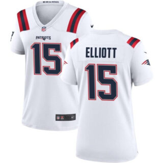 Women's New England Patriots #15 Ezekiel Elliott White Stitched Jersey(Run Small)