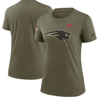 Women's New England Patriots Olive 2021 Salute To Service T-Shirt (Run Small)