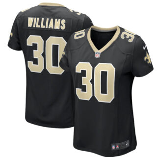 Women's New Orleans Saints #30 Jamaal Williams Black Stitched Game Jersey(Run Small)