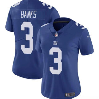 Women's New York Giants #3 Deonte Banks Blue Vapor Stitched Jersey(Run Small)