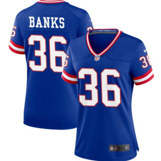 Women's New York Giants #36 Deonte Banks Royal Classic Retired Player Stitched Game Jersey(Run Small)