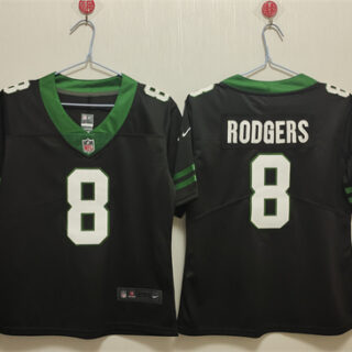 Women's New York Jets #8 Aaron Rodgers Black Vapor Stitched Jersey(Run Small)