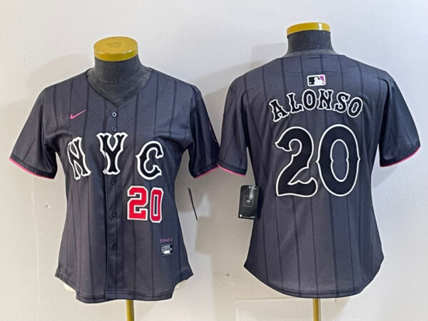 Women's New York Mets #20 Pete Alonso Graphite 2024 City Connect Limited Stitched Baseball Jersey