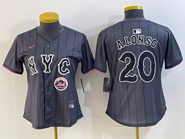 Women's New York Mets #20 Pete Alonso Graphite 2024 City Connect Limited Stitched Baseball Jersey