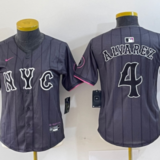Women's New York Mets #4 Francisco Alvarez Graphite 2024 City Connect Limited Stitched Baseball Jersey(Run Small)