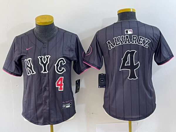 Women's New York Mets #4 Francisco Alvarez Graphite 2024 City Connect Limited Stitched Baseball Jersey