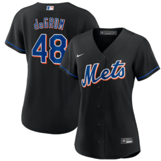 Women's New York Mets #48 Jacob DeGrom 2022 Black Cool Base Stitched MLB Jersey(Run Small)