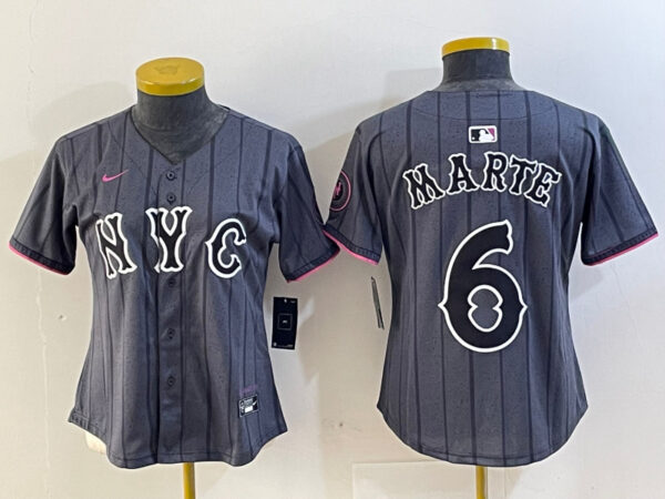 Women's New York Mets Graphite 2024 City Connect Limited Stitched Baseball Jerseys