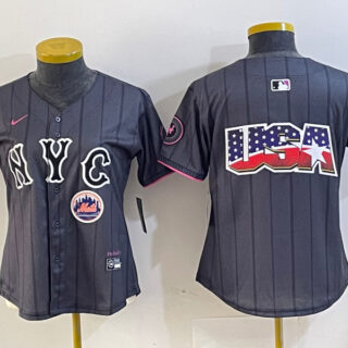 Women's New York Mets Team Big Logo Graphite 2024 City Connect Limited Stitched Baseball Jersey