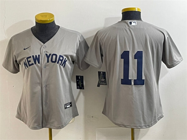 Women's New York Yankees #11 Anthony Volpe Grey Cool Base Stitched Jersey(Run Small)