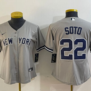 Women's New York Yankees #22 Juan Soto Grey Cool Base Stitched Jersey(Run Small)