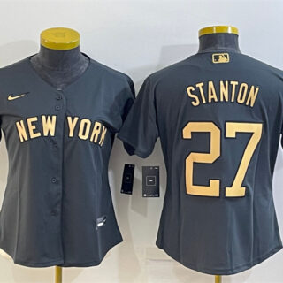 Women's New York Yankees #27 Giancarlo Stanton 2022 All-Star Charcoal Stitched Baseball Jersey(Run Small)