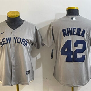 Women's New York Yankees #42 Mariano Rivera Grey Cool Base Stitched Baseball Jersey(Run Small)