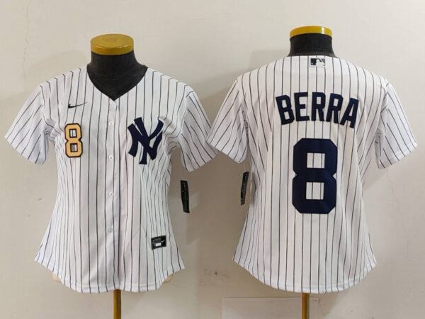 Women's New York Yankees #8 Barra Grey White Team Cool Base Stitched Jersey(Run Small)