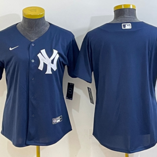 Women's New York Yankees Blank Navy Stitched Baseball Jersey(Run Small)