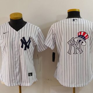 Women's New York Yankees White Team Big Logo Cool Base Stitched Jersey(Run Small)