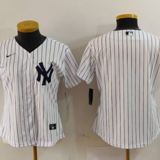 Women's New York Yankees White Team Big Logo Cool Base Stitched Jersey(Run Small)