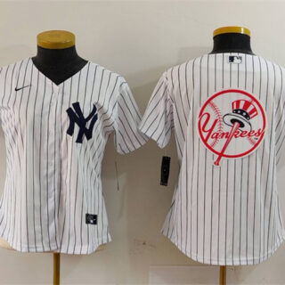 Women's New York Yankees White Team Big Logo Cool Base Stitched Jersey(Run Small)