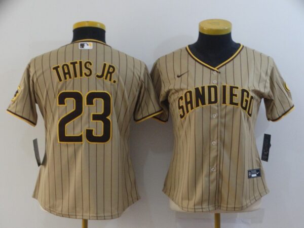 Women's Padres 23 Fernando Tatis Jr. Brown Nike 2020 Cool Base Jersey