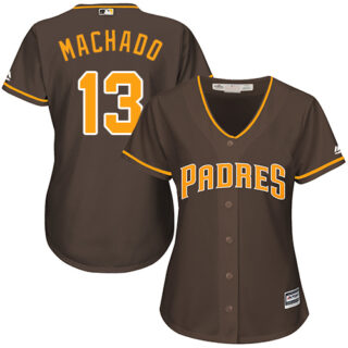 Women's Padres #13 Manny Machado Brown Alternate Women's Stitched Baseball Jersey