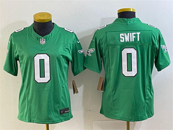 Women's Philadelphia Eagles #0 D'Andre Swift Green 2023 F.U.S.E. Stitched Football Jersey(Run Small)