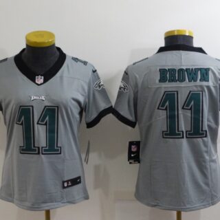 Women's Philadelphia Eagles #11 A. J. Brown Grey Vapor Untouchable Limited Stitched Football Jersey(Run Small)