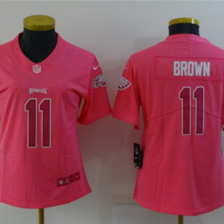 Women's Philadelphia Eagles #11 A. J. Brown Pink Stitched Football Jersey(Run Small)