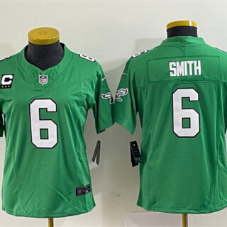 Women's Philadelphia Eagles #6 DeVonta Smith Green 2023 F.U.S.E. With C Patch Stitched Football Jersey(Run Small)