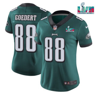Women's Philadelphia Eagles #88 Dallas Goedert Green Super Bowl LVII PatchVapor Untouchable Limited Stitched Football Jersey(Run Small)